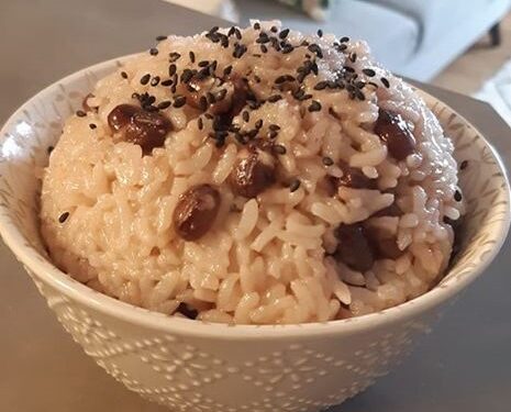Sekihan Rice Recipe (Cooked Rice) - Rice Cooker Bowl | Traditional Rice Dish - Reserved Bean Cooking Liquid