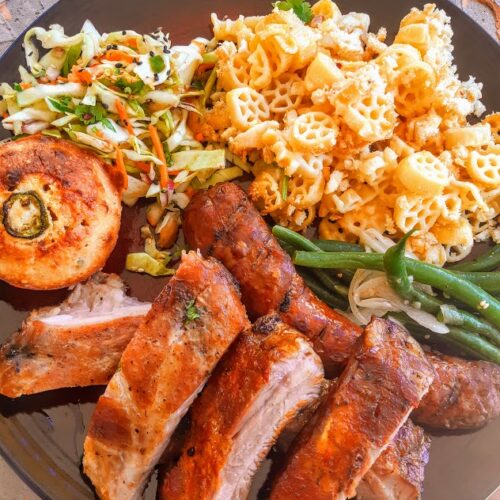 simple gochujang ribs and green bean salad