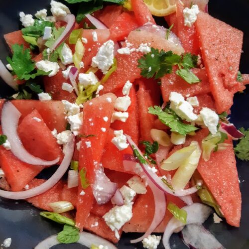 tasty mint cilantro watermelon salad