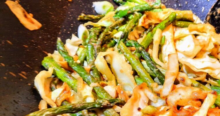 Miso Cabbage Asparagus Stir Fry