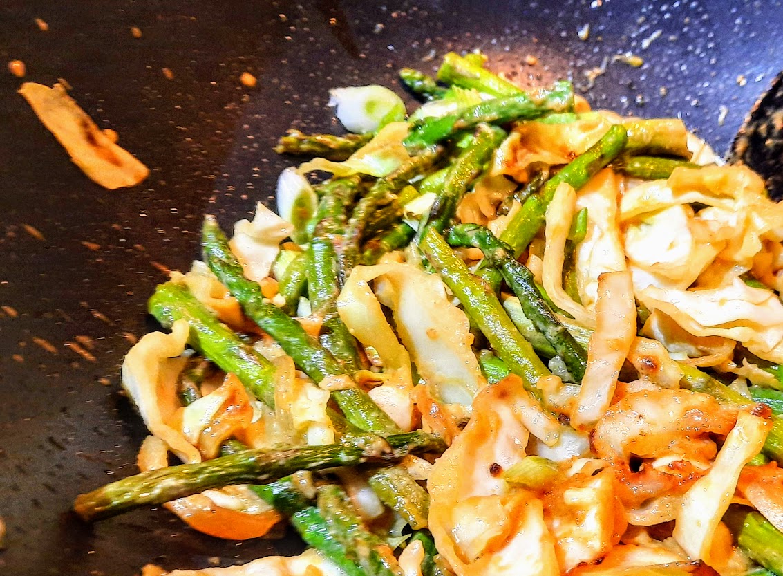 Miso Cabbage Asparagus Stir Fry